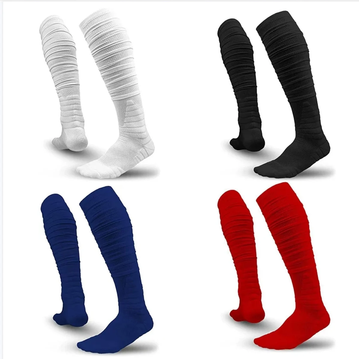 

1 Pairs Scrunch Football Socks Non Slip Men Football Socks Extra Long Socks Soccer Socks Over The Knee Athletic