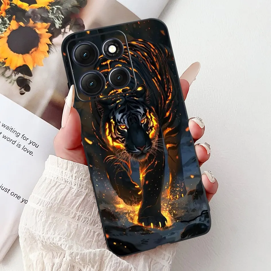 Floral Bamboo Cat Cartoon Soft Silicone Back Cover