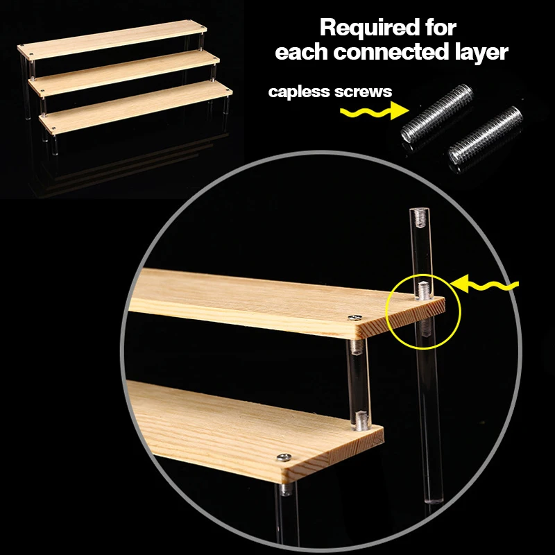 1-5 Tier Wood Acrylic Display Stand Cosmetic Organizer Display Riser Rack for Cupcake Perfume Doll Figure Shelf Home Storage 2