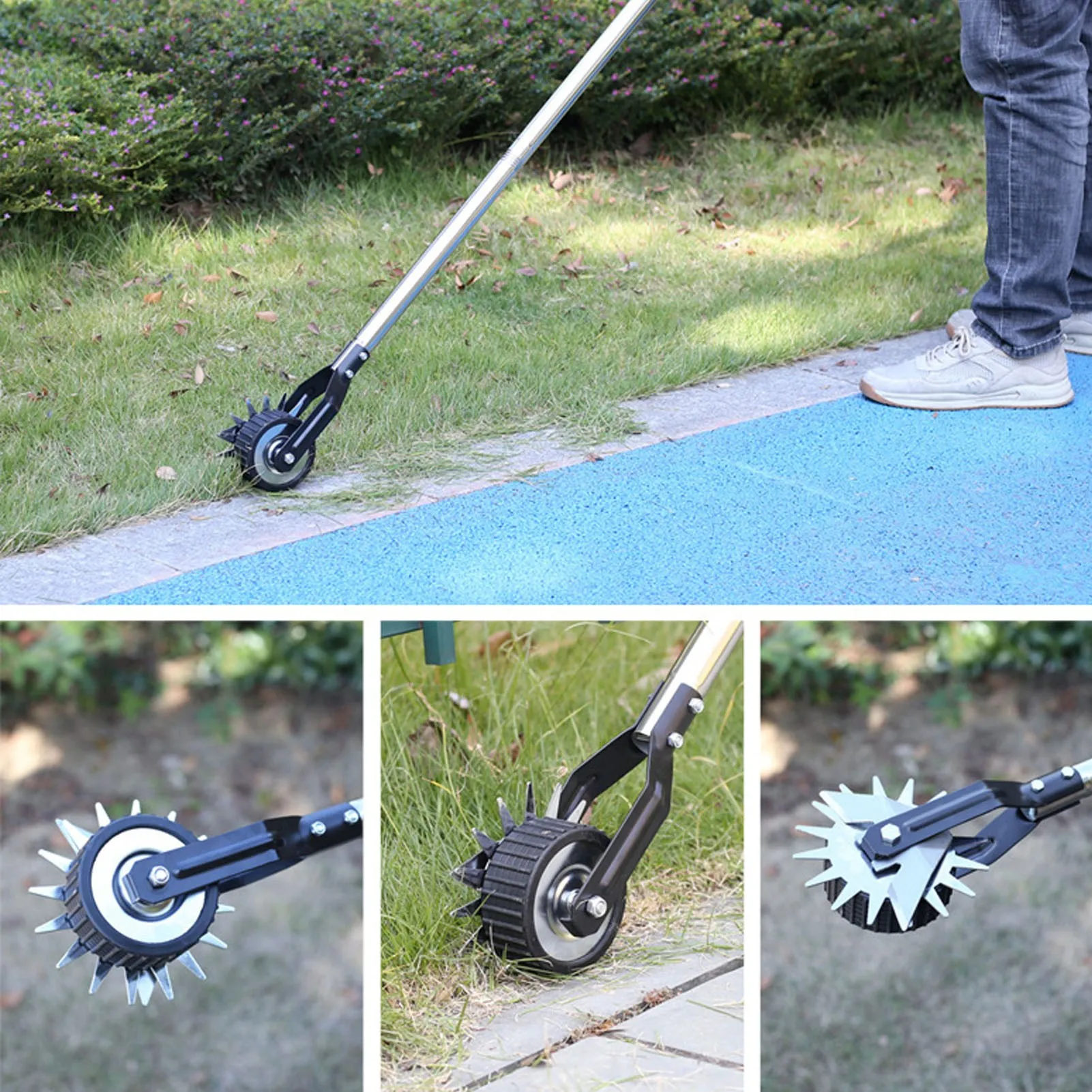 Manual Lawn Edger Single Wheel Manganese Steel and Stainless Steel Lawn Edging Roller Rust Resistant Serrated Blade for Garden 5