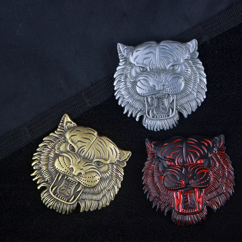 

Tiger Metal Hook&loop Patches All-weather Tiger Head 3D Personalized Equipment Morale Badges on Backpack Decoration Sticker