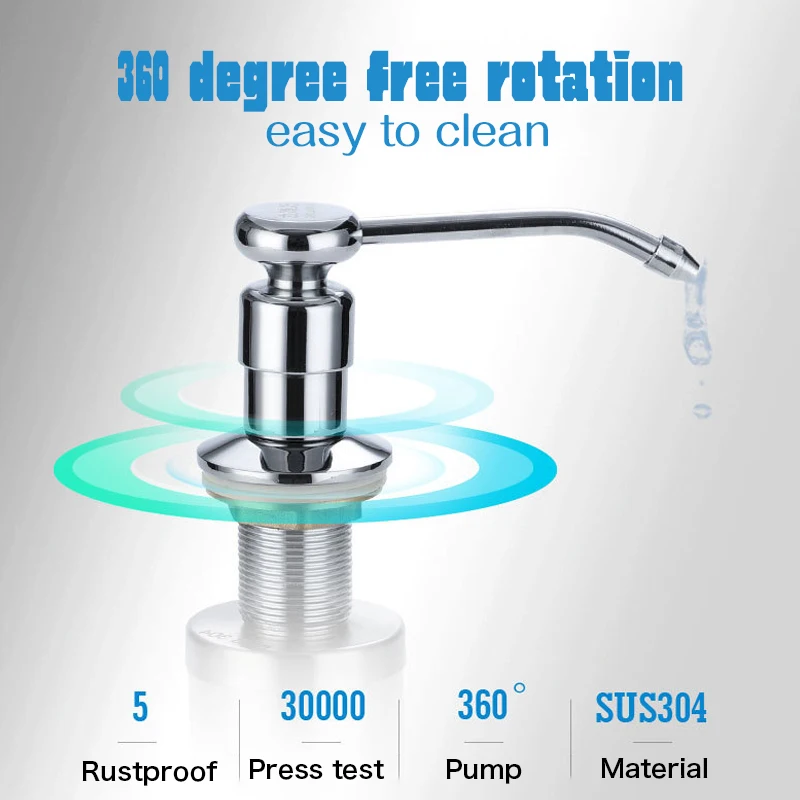 Stainless Steel Sink Soap Dispenser Kitchen Detergent Liquid Soap Dispenser Refillable Hand Press Sink Built-in Bottle 4