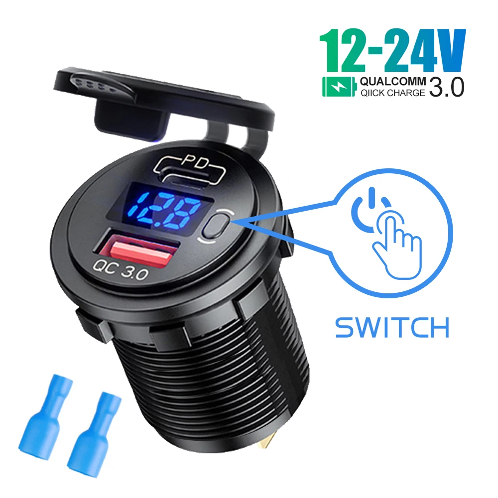 Waterproof 60W USB Charger with Power Outlet Adapter and Switch Socket