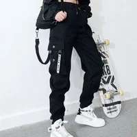 Hip Hop Women's Sweatpants Sports Fashion Cargo Pants Female Korean Harem Pants Black Loose Casual Joggers Plus Size Trousers