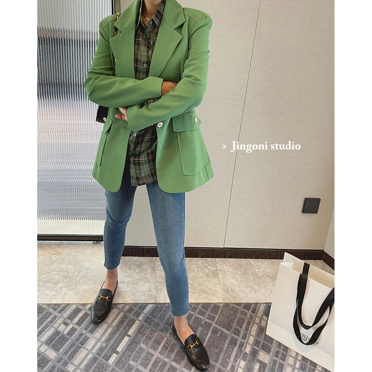 2023 Woman Za Oem Green Blazers Suits Trench Coats Jackets Tailoring