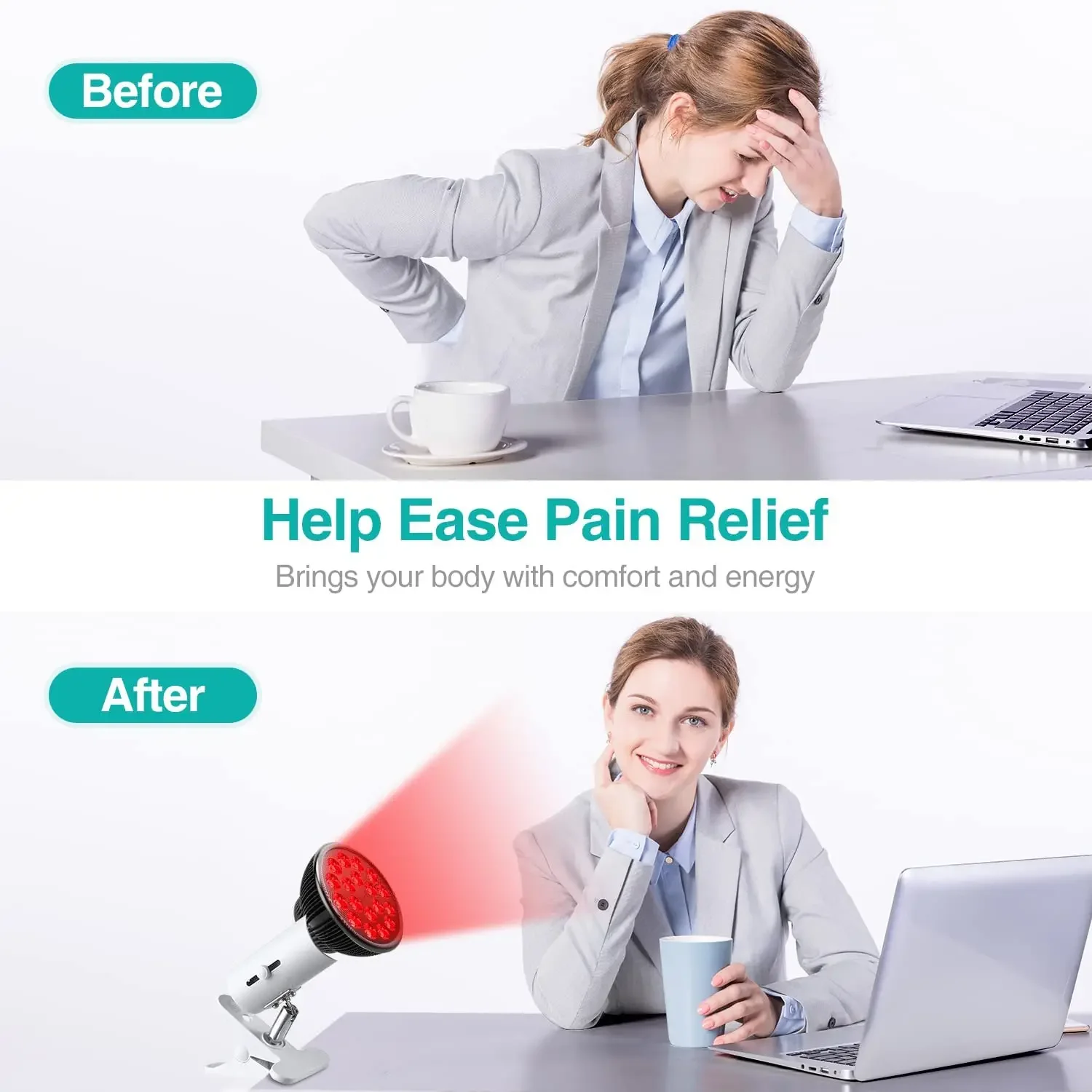 Red Light Therapy Light with Socket, 18 LED, NIR Phototherapy Devices, 660nm and 850nm, for Skin and Pain Relief