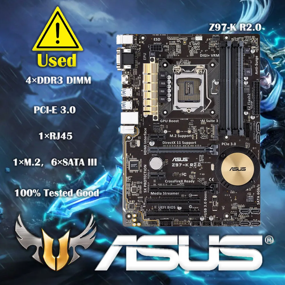 Scheda Madre Desktop Asus Z97-K R2.0 Z97 Socket Lga 1150 I7 I5 I3 Ddr3 32G Sata3 Atx