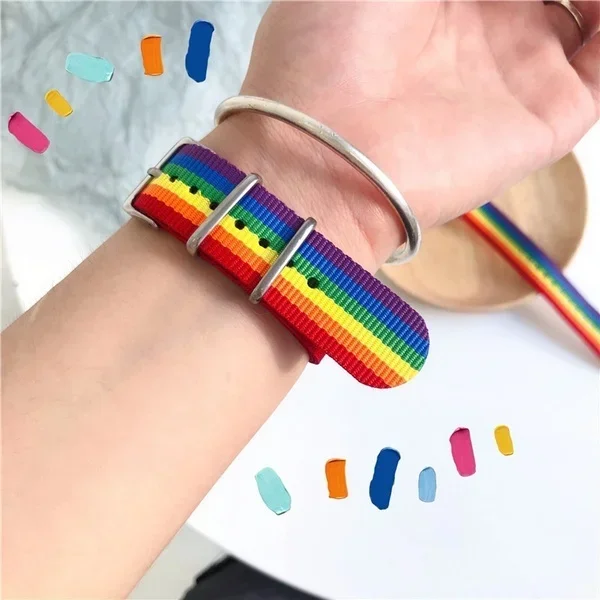 Delysia King Unisex Trendy Rainbow Couple Bracelet Simplicity Temperament Multicolor Wrist Band Birthday Present metal bracelet