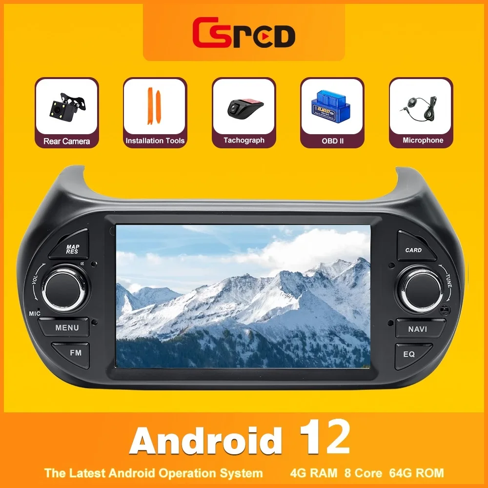 Csred Radio con GPS para coche, reproductor Multimedia con Android 12