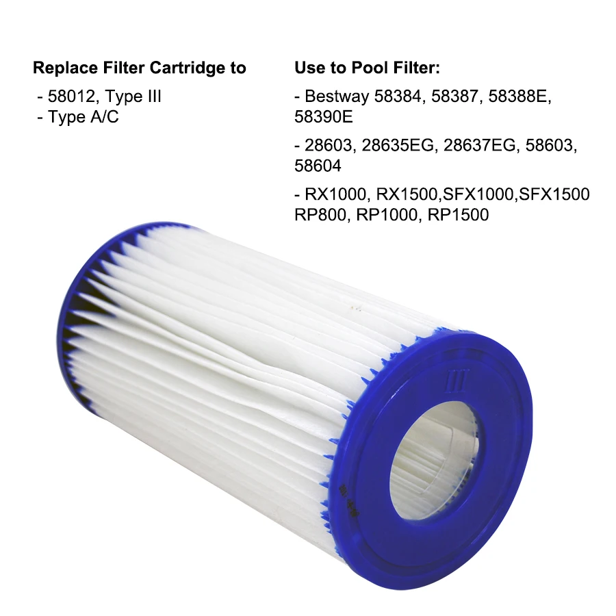 수영장 펌프 필터 카트리지 타입 III 58012, 수영장 필터 530 gal, 800 gal, 1000gal