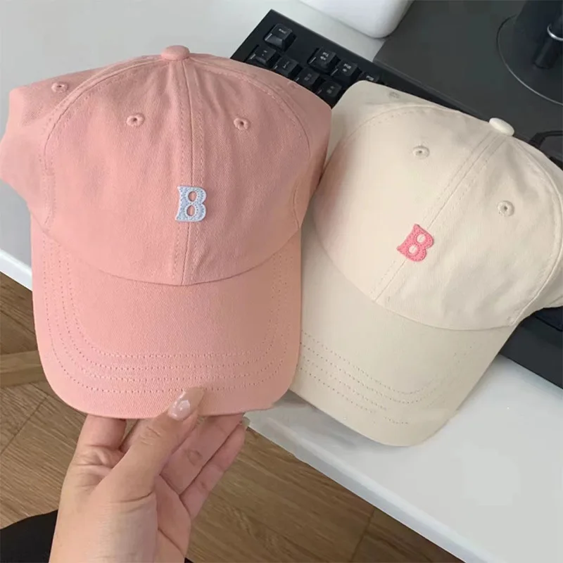 

New letter baseball cap Korea Dongdaemun all-match soft top hat peaked cap pink sun visor hat for men and women