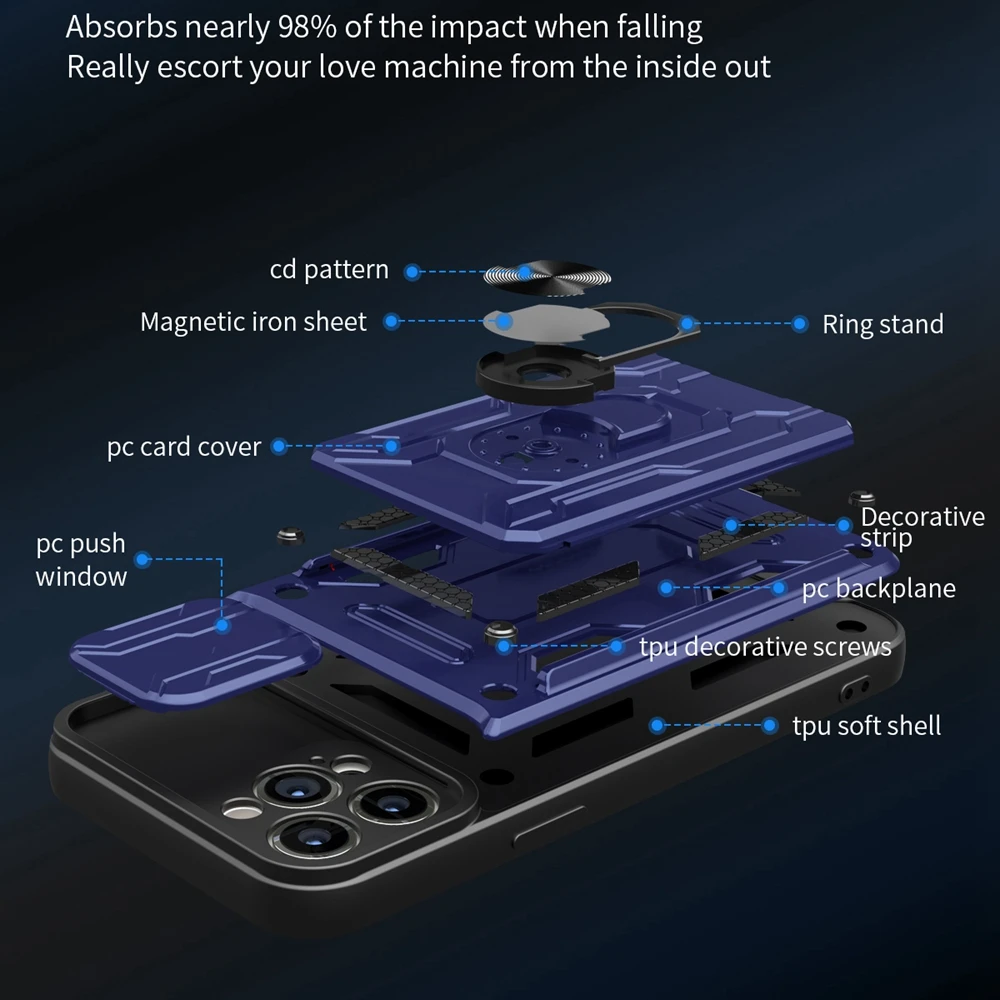 충격 방지 갑옷 케이스 삼성 A51 A71 A12 A52 A72 A22 A32 A13 A53 갤럭시 S20 FE S21 플러스 S22 카드 홀더 스탠드 커버