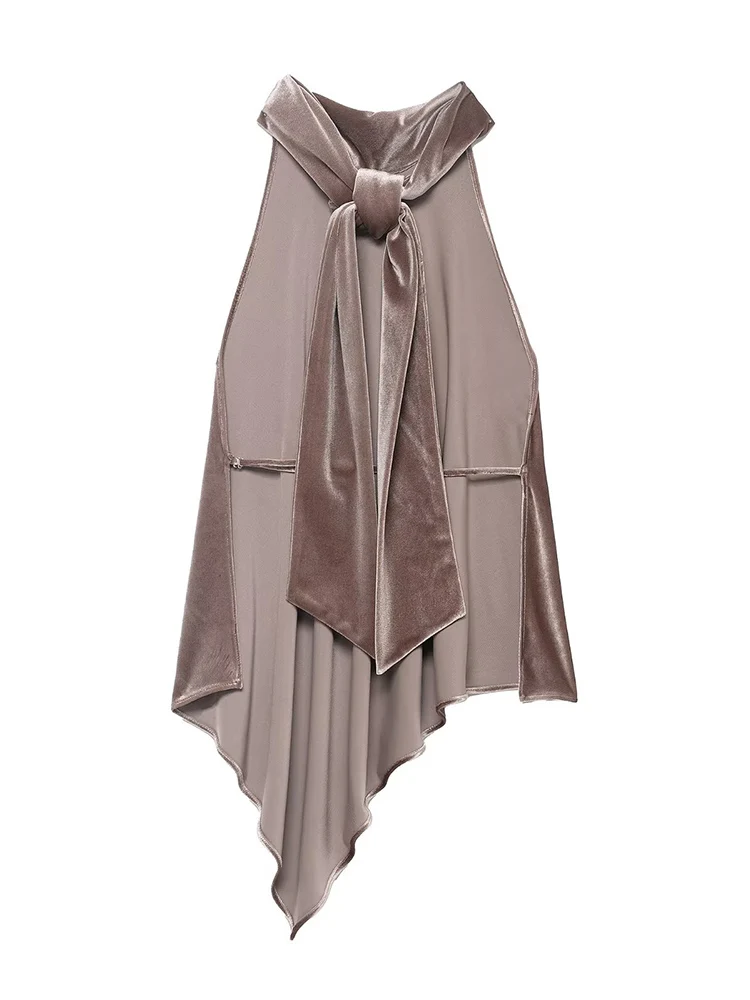 Women's Halter Tie Top Off Shoulder Tank Top Sexy Backless Summer New Asymmetrical Hem Tops Lady Fashion Solid Street Party Top