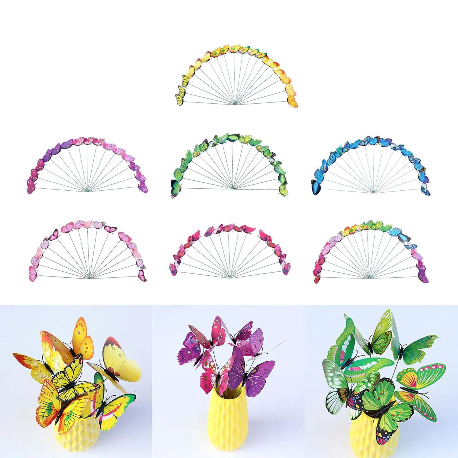 24Pcs Butterfly Garden Stakes Butterfly Decorations Outdoor Art Outside Planter Decorative Lawn Ornaments for Porch Plant Pot