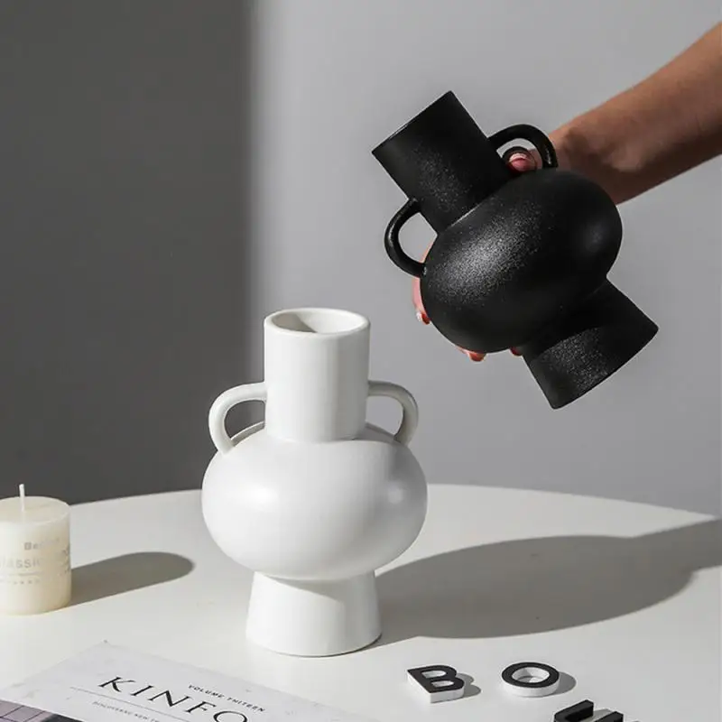 

Современная декоративная настольная ваза для цветов, керамическая уникальная высококачественная Минималистичная Изысканная керамическая ваза ручной работы, Геометрическая ваза