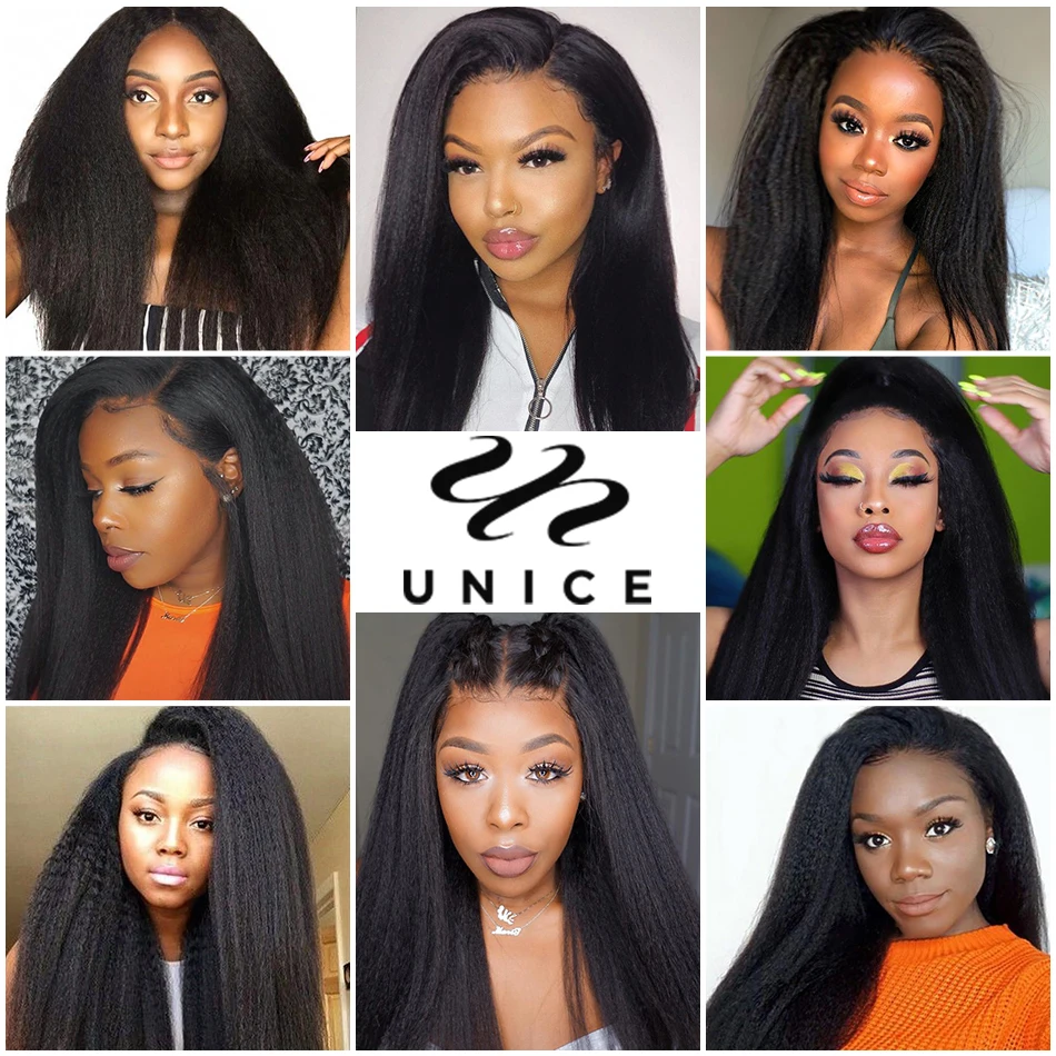 UNice Hair V-Shaped Kinky Straight Wig Human Hair Wear Go Glueless V-Part Wig Upgraded U-Part Wig images - 6