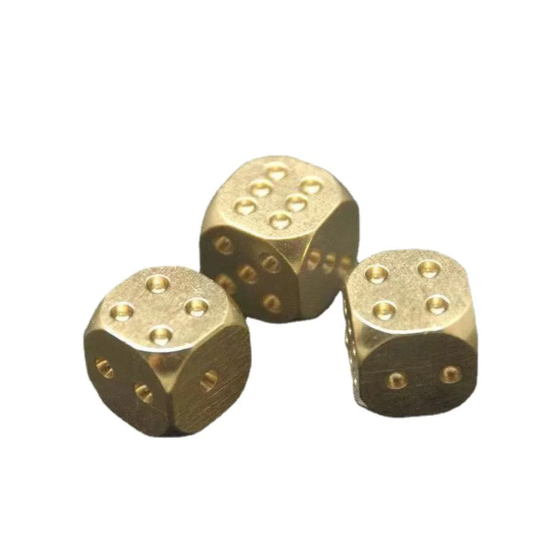 2Pcs 15mm Metal Dice Brass Gold Color High Quality 6 Sided Dice Brass dice hand polished Stress Relieving Toys For Adult 6