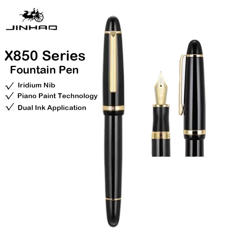 JinhaoX850FountainPenBlackGoldEFFIridiumNibsOfficeBusiness