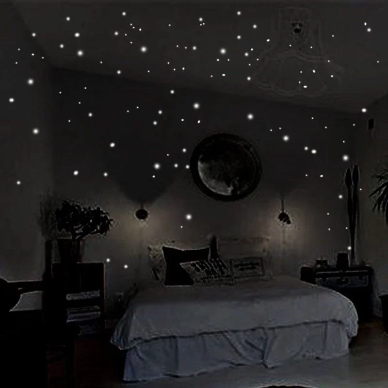 407pcs Vinyl Self-adhesive Luminous Wall Stickers Home Kids Bedroom DIY Decal Glow in Dark Fluorescent Holiday Party Decoration