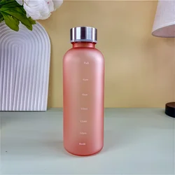 Motivational 550ml Leakproof Frosted Plastic Water Bottle with Time Marker - 550ml (Transparent pink)