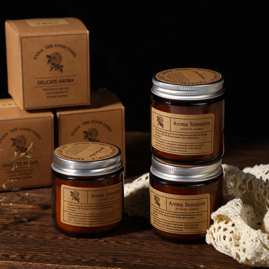 Brown Glass Aromatherapy Candle 3