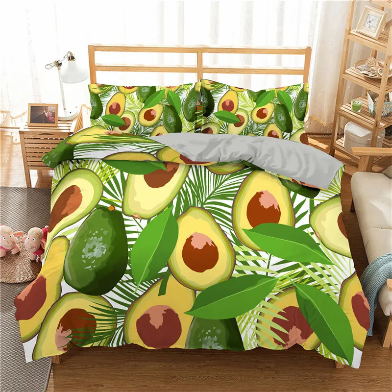 Copripiumino Modello Avocado Tagliato A Metà Verde Cartone Animato Facce Divertenti Set Biancheria Da Letto Avocado Twin King Copripiumino In Microfib