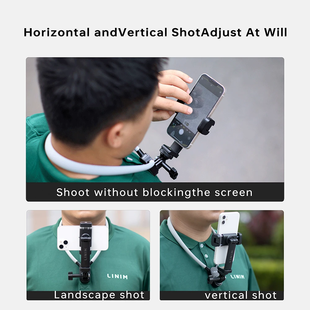 LINIM S1 Neck Mount Phone Clip 360&deg; Rotation POV Phone Hold for Iphone 15 14 13 12 11 10 SAMSUNG HUAWEI XIAOMI Accessories