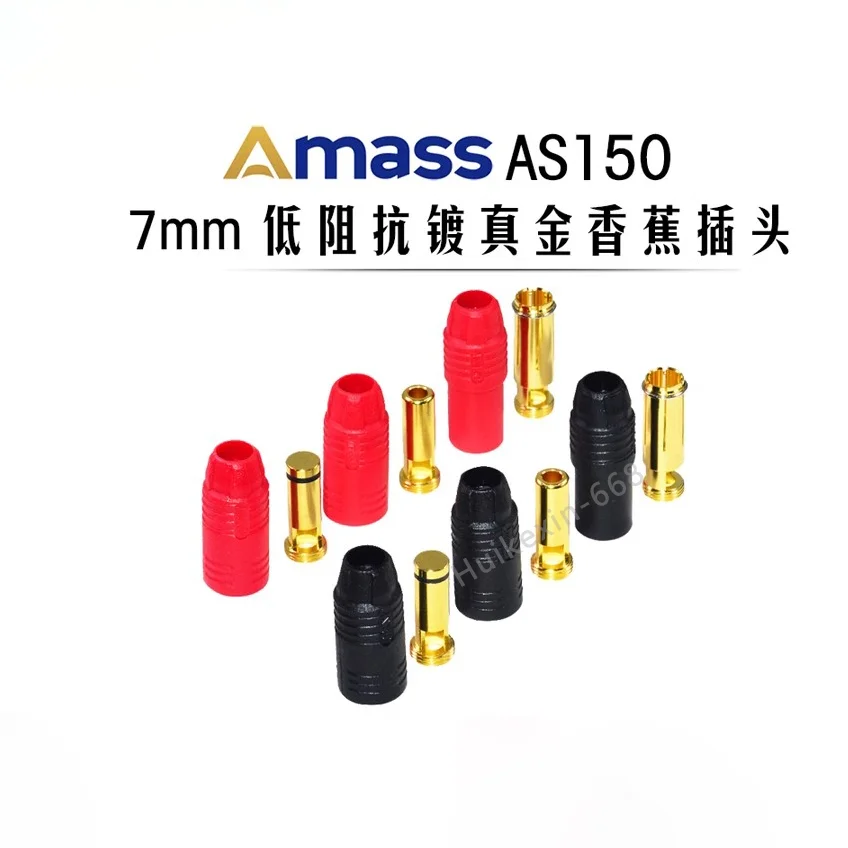 

Amass as150 banhado a ouro banana plug 7mm masculino fêmea anti faísca conector anti arco para bateria de alta tensão vermelho p