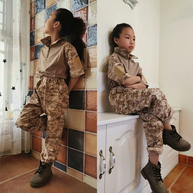 Ropa de rana de verano para niños, camisa de camuflaje de combate táctico, pantalones, sombrero, conjuntos de caza para acampar al aire libre, senderismo