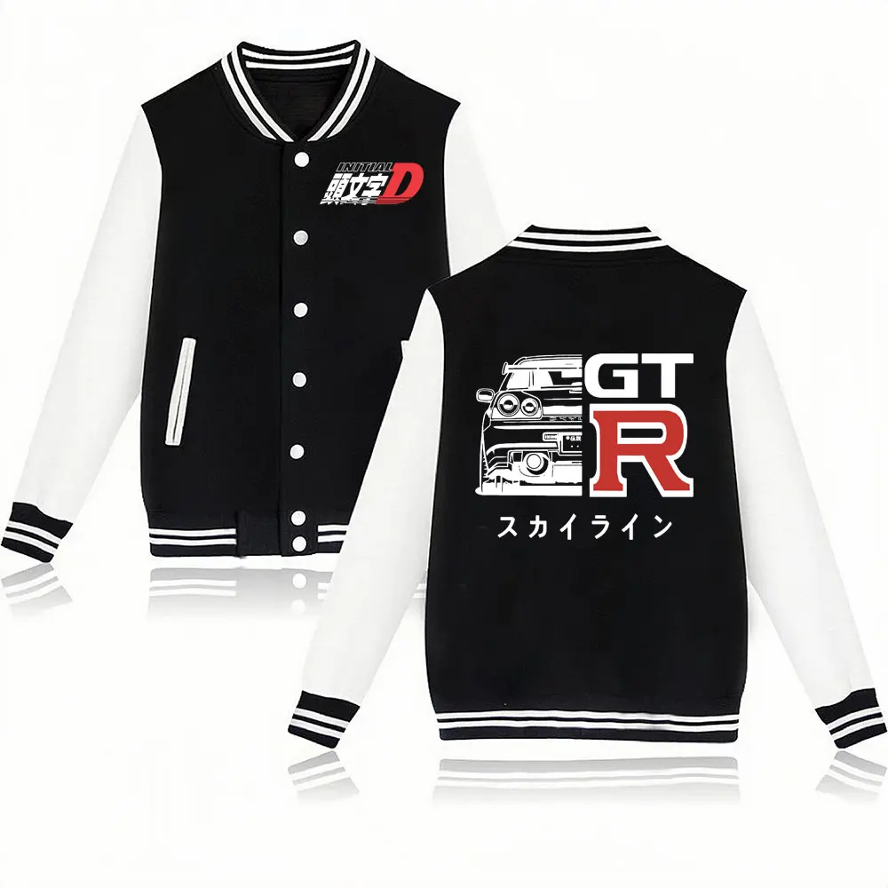 

Anime Drift AE86 Initial D Baseball Uniform Takumi Fujiwara R34 Skyline GTR JDM Manga Baseball Uniform Men Women Bomber Jacket