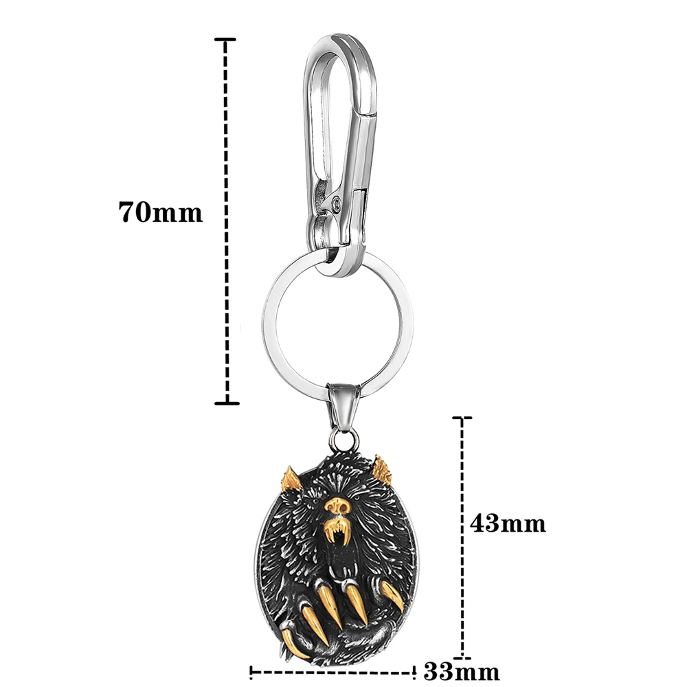 Punk Norse Mythology Odin's Wolf Fenrir Keychain Men Stainless