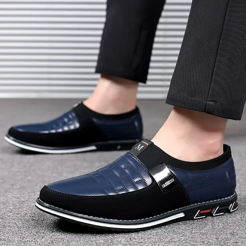 Casual Men Shoes Classic Office Men Work Shoes Business Slip-On Sewing Leather Shoes for Stylish Soft-soled  Men Dress Shoes 3