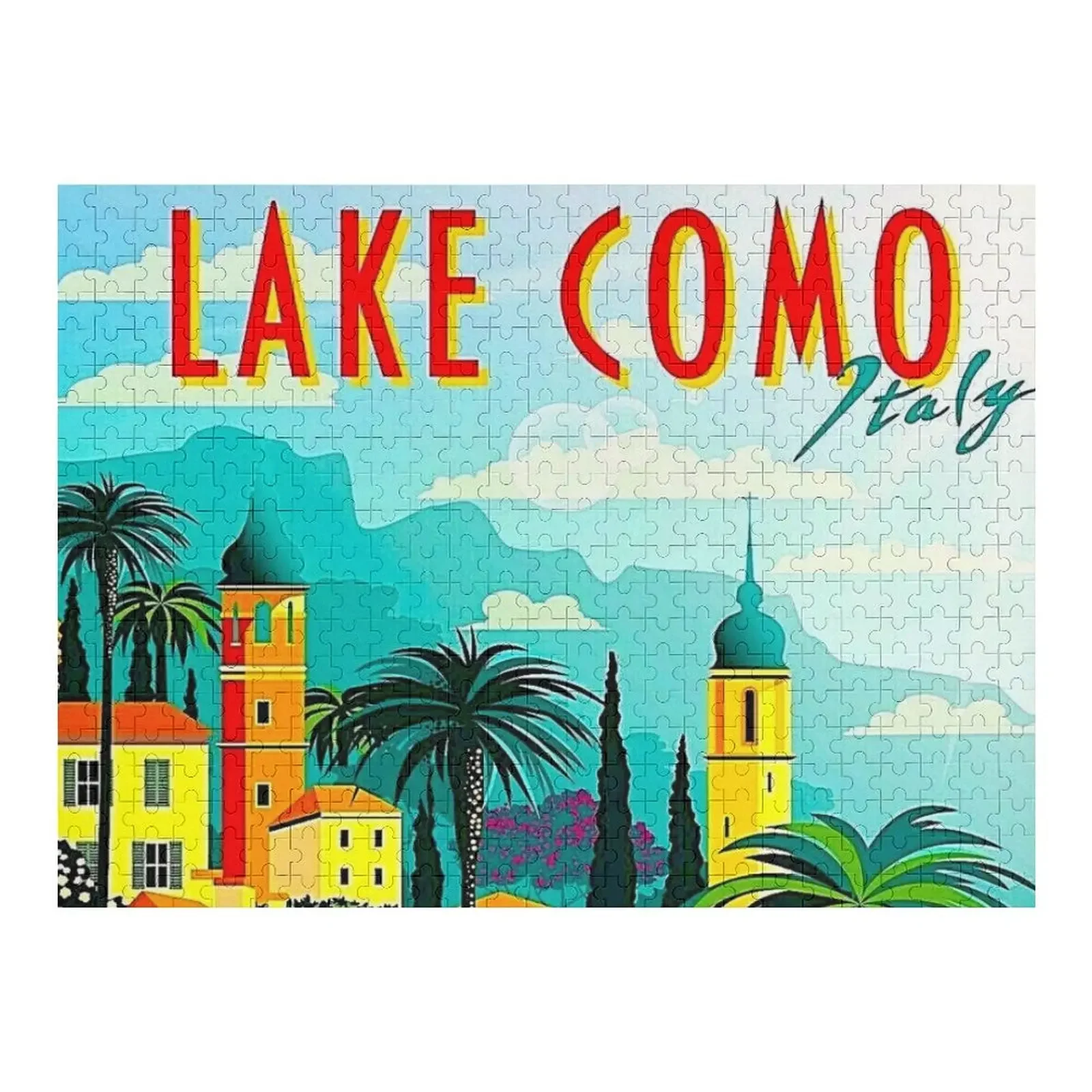 

LAKE COMO ITALY: Vintage Travel and Tourism Advertising Print Jigsaw Puzzle Scale Motors Personalised Name Puzzle