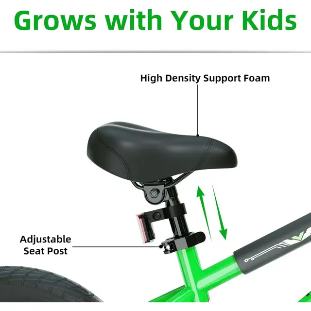 Children's 12-16 Inch BMX Bike with Training Wheels, Adjustable Seat, and Brakes for Ages 3-8