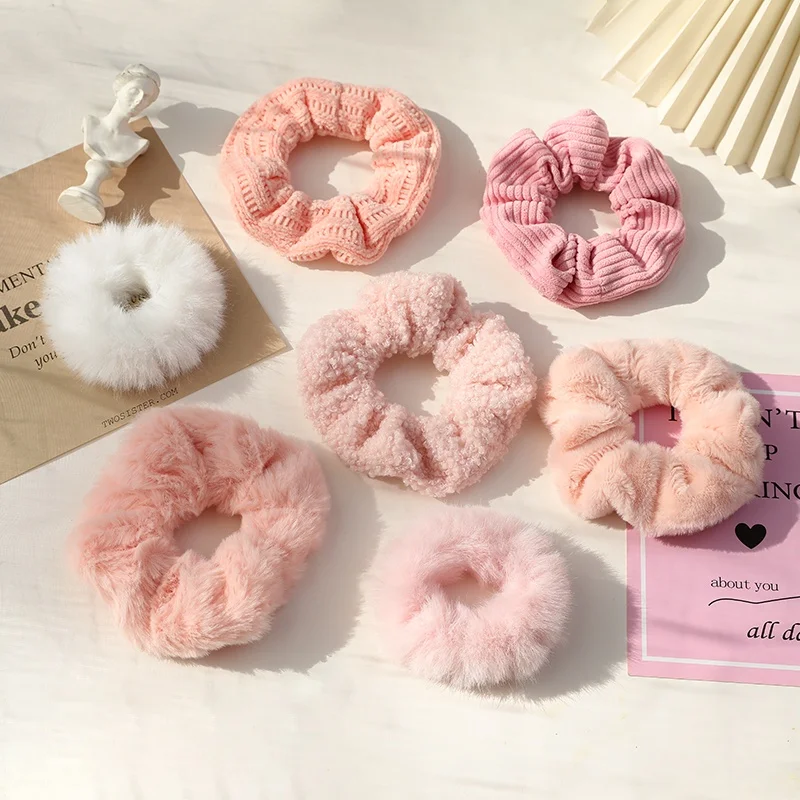 

AISHG 7Pcs/Set Women Girls Fashion Plush Hair Bands Hair Accessories Solid Color Hair Hoop Headdress Female Hair Accessories