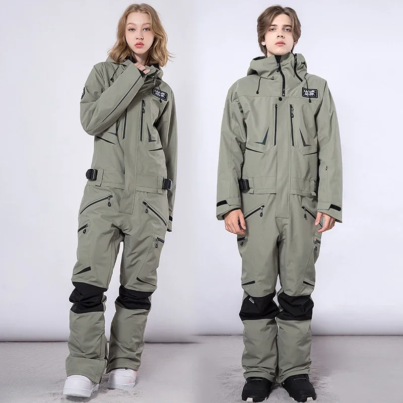 New Winter One Piece Snowsuit Men Outdoor Waterproof Warm Ski Jumpsuit Woman Windproof Mountain Snowboard Female Clothes