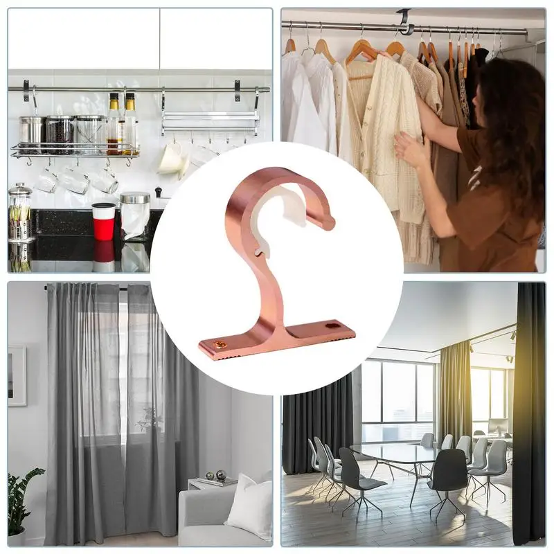 Curtains Rod Bracket Drapery Rod Sturdy Wall-Mounted Single Bracket Thicken Curtains Brackets Holders Drapery Sturdy