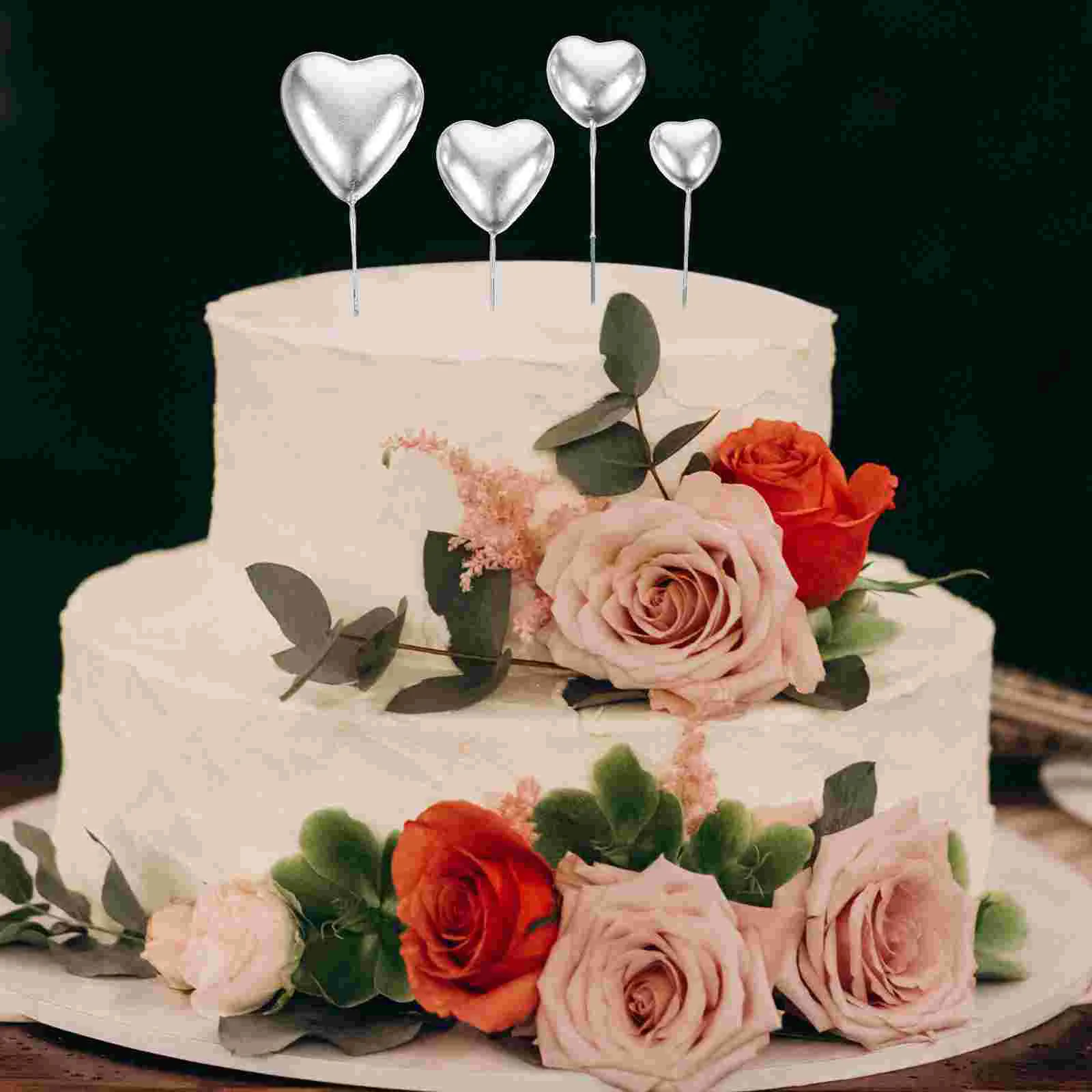 

20 Pcs Cake Insert Paper Cups Delicate Cupcake Topper Wedding Heart Toppers for Decor Inserting Iron Wire Pick