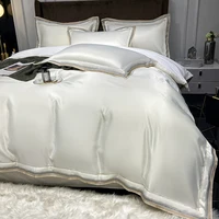 Luxury Embroidery King Size 600TC Egyptian Cotton Soft Smooth Duvet Cover Sheet Set Fitted Sheet Pillowcases Hotel Bedding Set 2