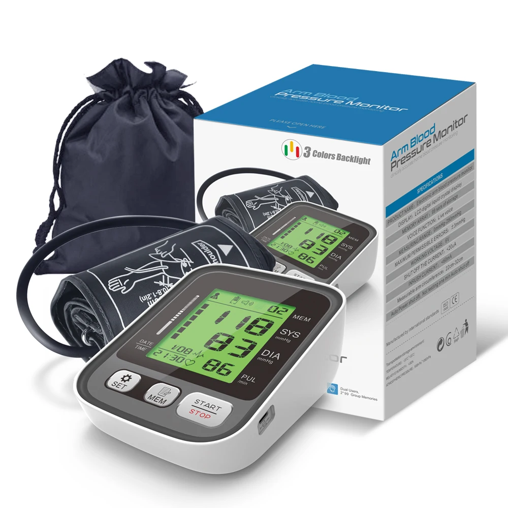 Digital Blood Pressure Monitor w/ 4 Large Backlit LCD and Two Arm Cuff Sizes