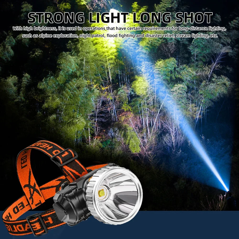 

USB Rechargeable Headlamp Outdoor Waterproof Headlight Super Bright Head Lamp 3 Lighting Modes Head Flashlight