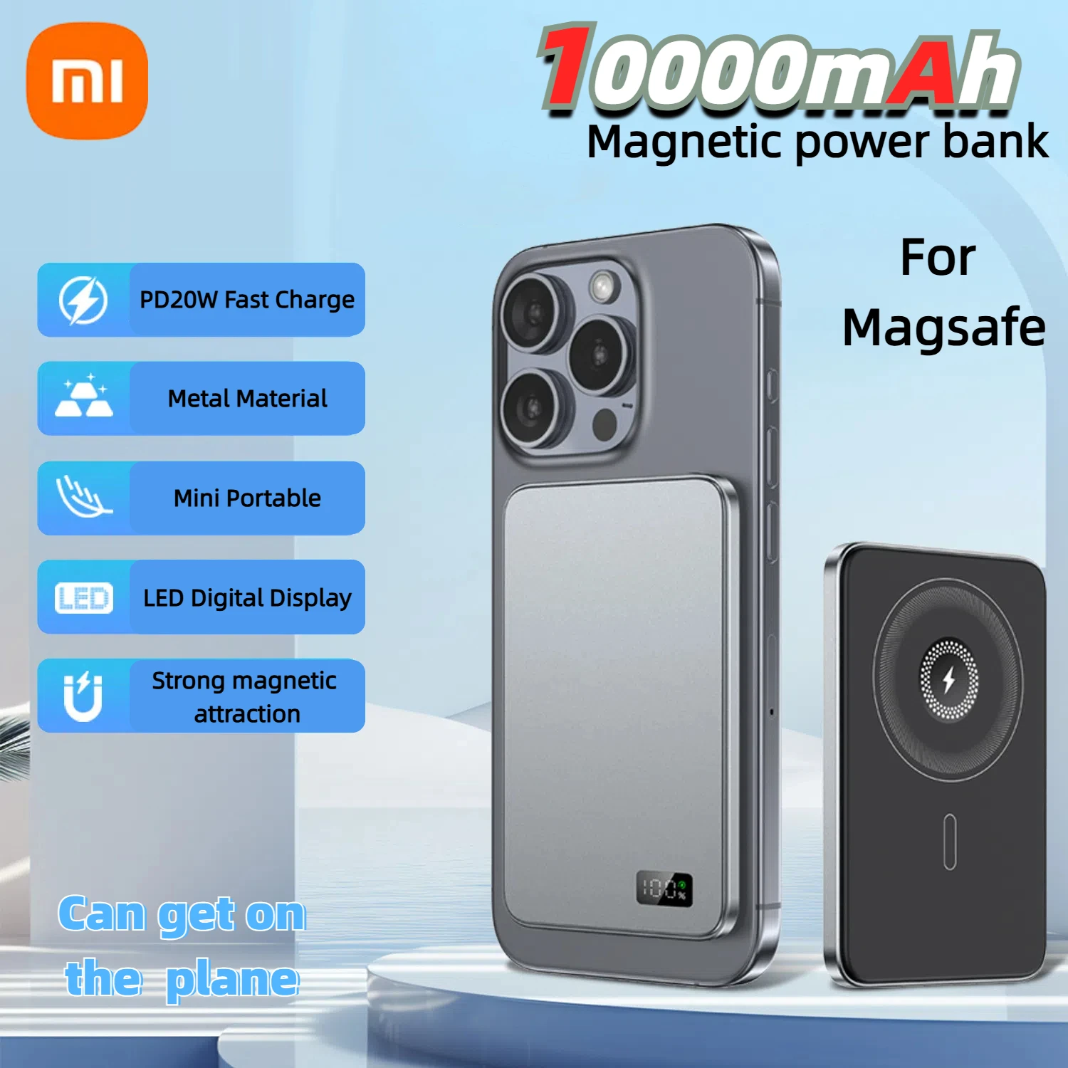 Xiaomi 10000mAh Thin Magnetic Wireless Power Bank PD20W Fast Charging High Capacity Portable External Battery For Magsafe 2