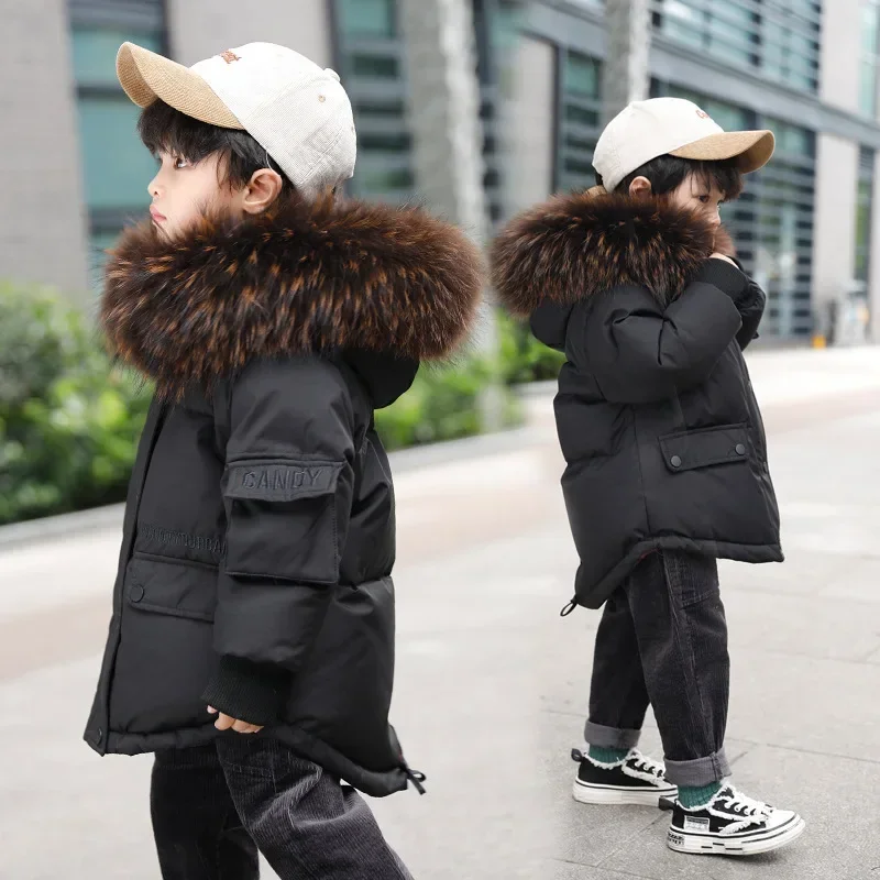 Parashoot Stuff Winter Coat For Baby Boy In Round Neck Fur Design Black Color main image 0
