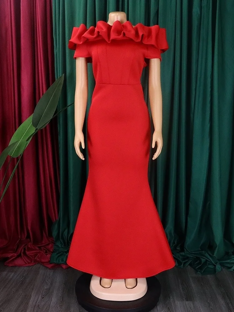 Wmstar Dresses for Women Wholesale Party Fishtail Ruffled Bodycon Off Shoulder Elegant Evening Dress New in Summer Dropshopping