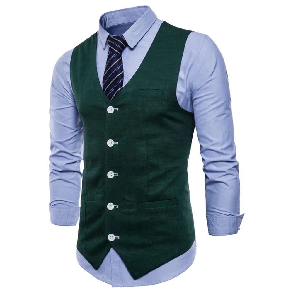 2022 new spring and autumn foreign trade British men's solid color single breasted vest multicolor casual Korean vest coat suit for men