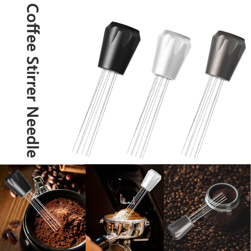 

Four-needle Coffee Tamper Wooden Seat Espresso Machine Cloth Powder Needle Coffee Powder Distributor LevelerTool