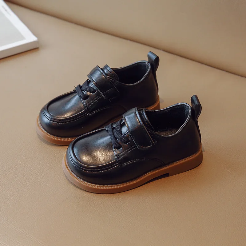 Fashion Kids Leather Shoe Solid Color Black Shoes for Boys Spring Autumn Causal Children's Versatile Girls School Flat Shoes