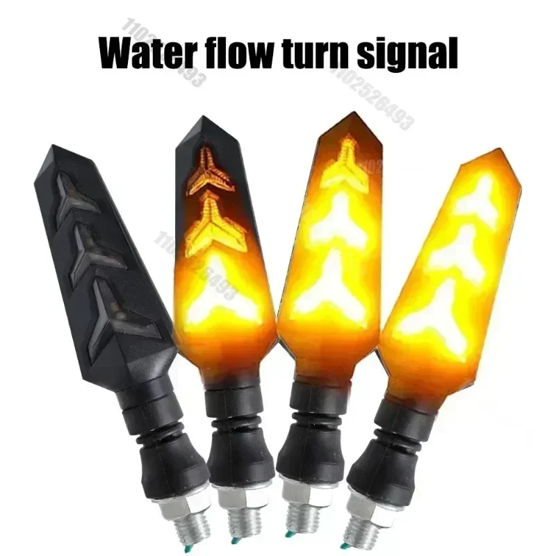 2PCS 12V LED Motorcycle Water Flowing Turn Signal Lights Indicator Lamp LED Daytime Running Light