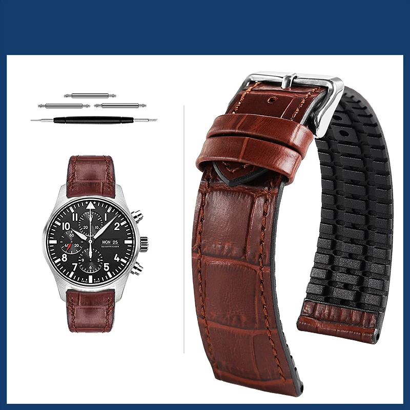 Premium Cowhide Leather Watch Strap with Butterfly Buckle - Various Sizes