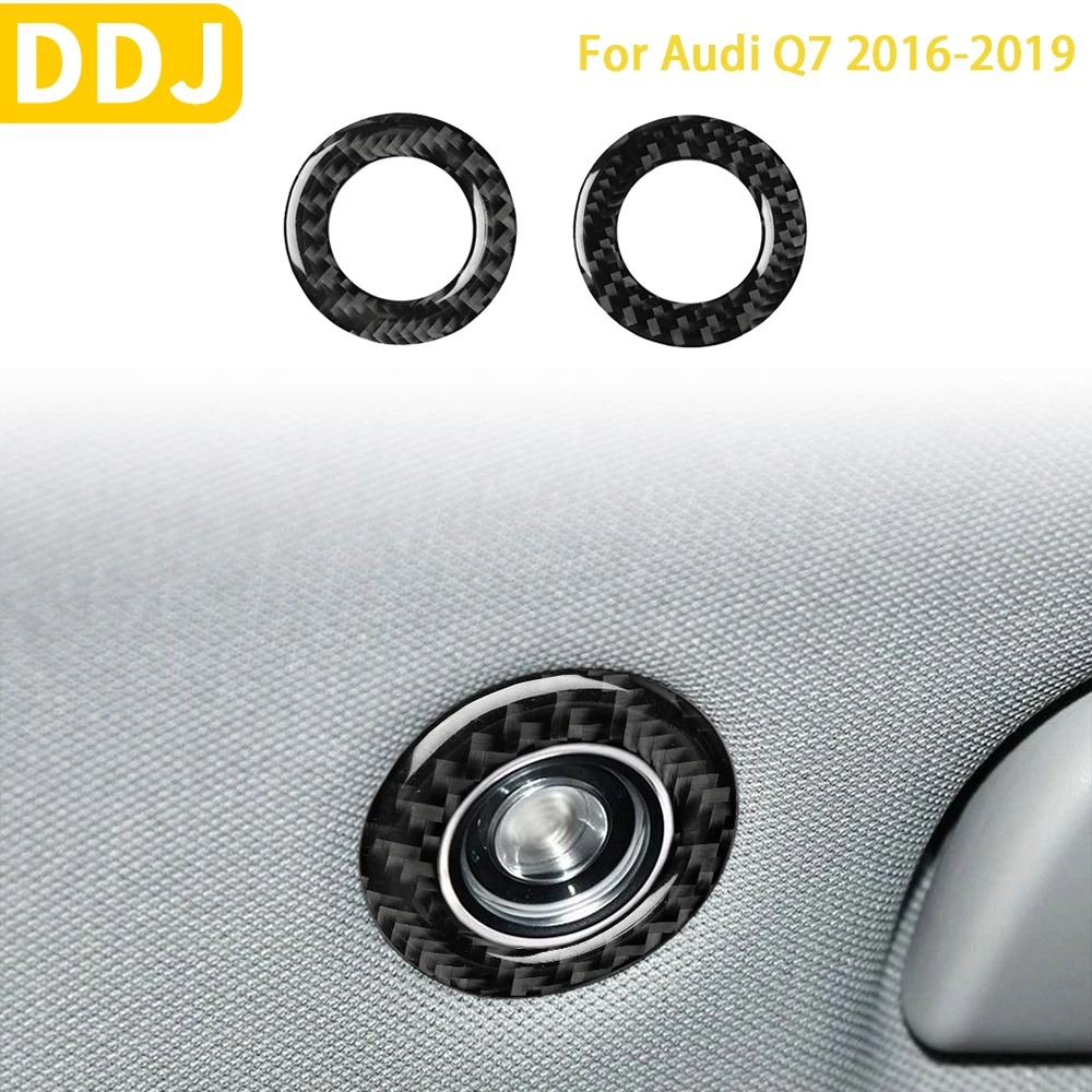 

For Audi Q7 2016 2017 2018 2019 Accessories Carbon Fiber Car Interior Rear Reading Light Ring Trim Sticker Decoration